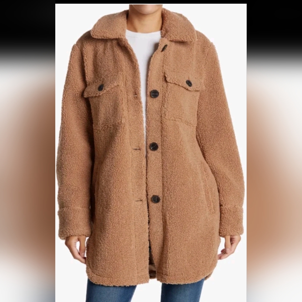 French Connection Tan Teddy Jacket/shacket Size Small